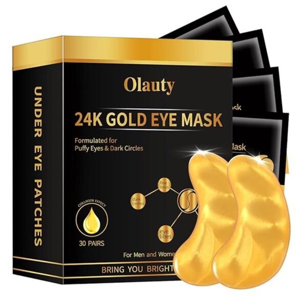 30 Pairs 24K Gold Eye Masks, Crystal Collagen Gel Eye Patches for Puffy Eyes, - Picture 8 of 8